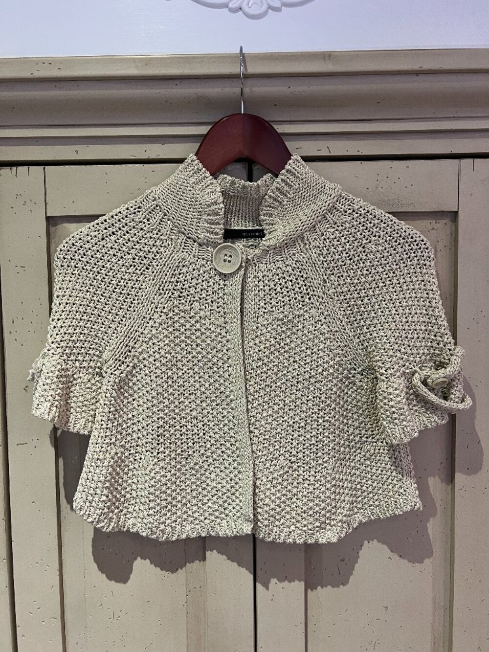 Sita Murt Y2K Cream Gold Metallic Chunky Knit Cropped Bolero Cardigan EU 40